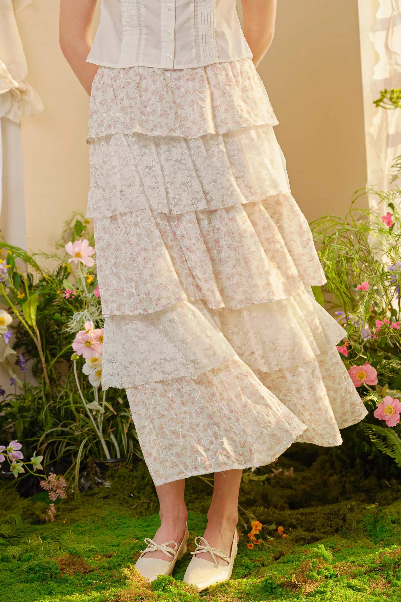 Petal Lace Midi Skirt