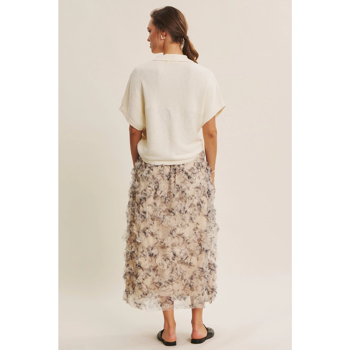 Cream/Black Ruffle Skirt