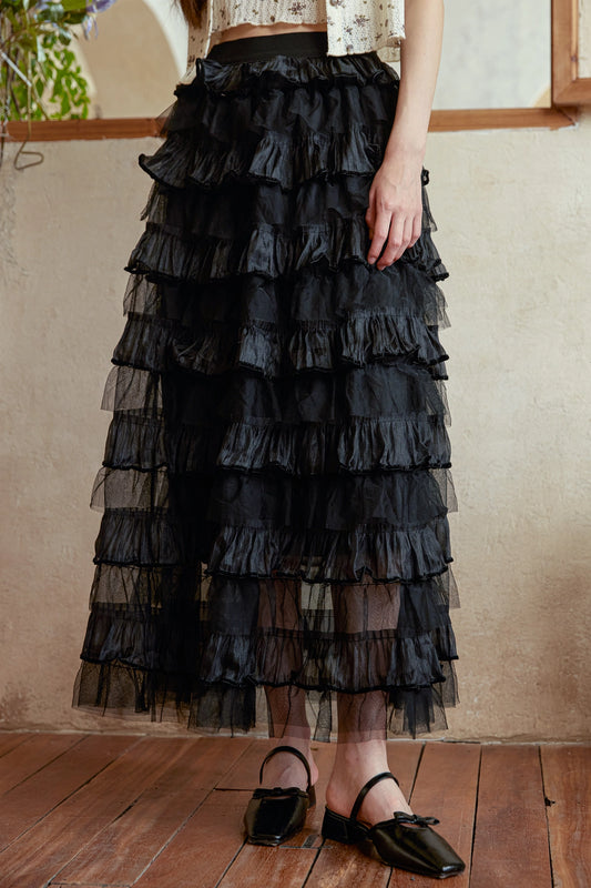 Black Tulle Cascade Skirt