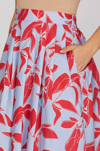 Printed Midi Skirt with back elastic
